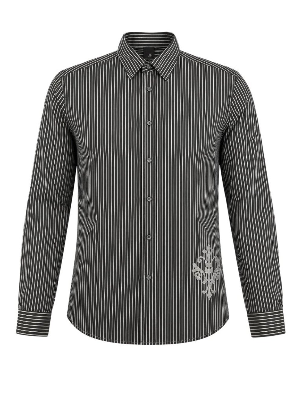 JF J. Ferrar Mens Black Striped Long Sleeve Button-Up Shirt Size L 16-16.5"